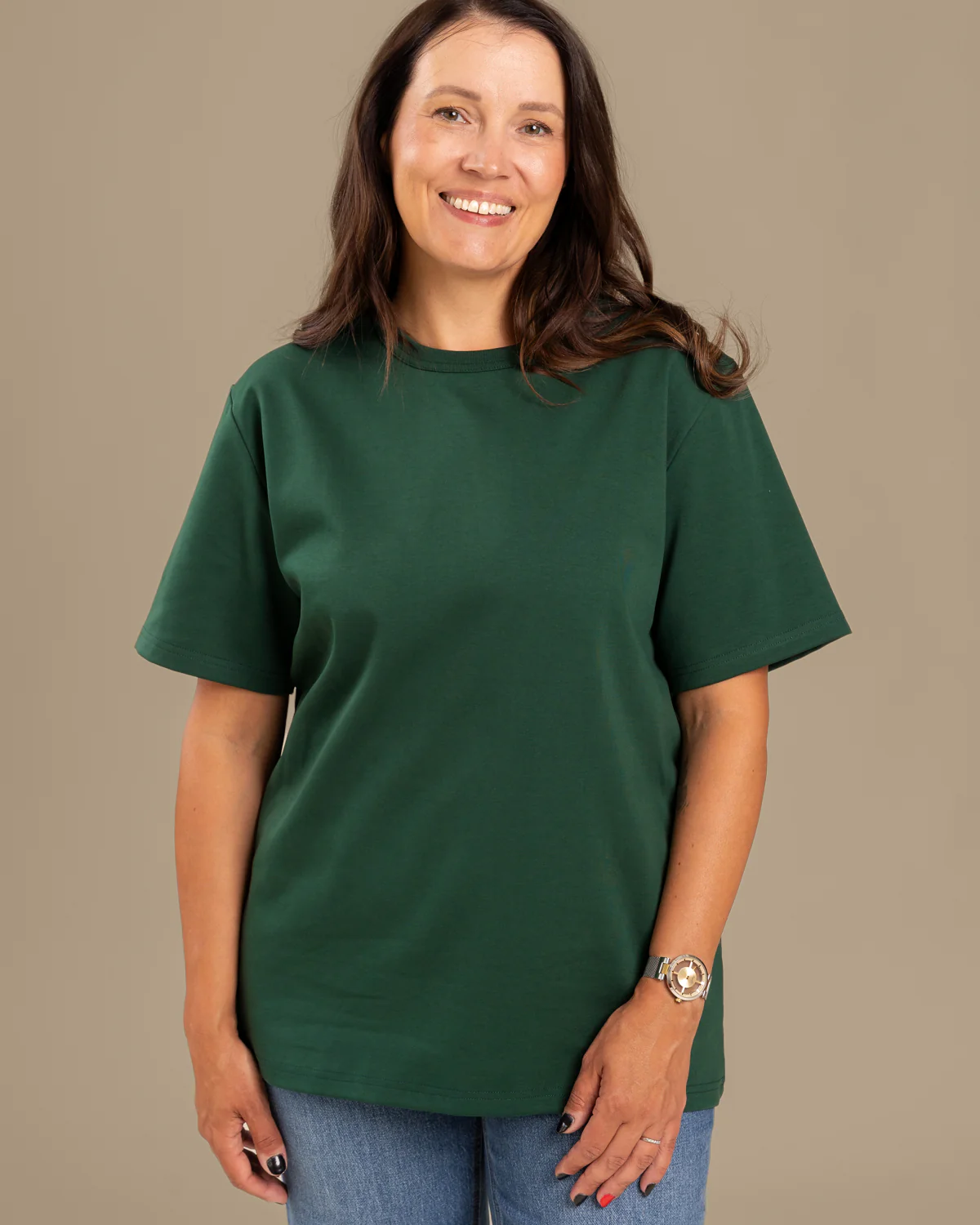 Ajaton T-paita, Tummanvihreä - Image 5