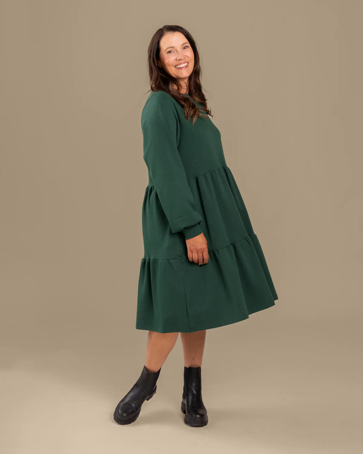 Pitkähihainen Mekko, Tummanvihreä - Image 6