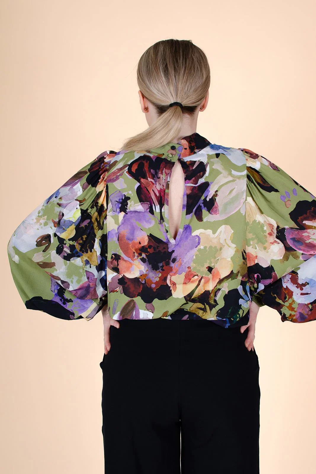 Puff Blouse, Olive Anemone - Image 3