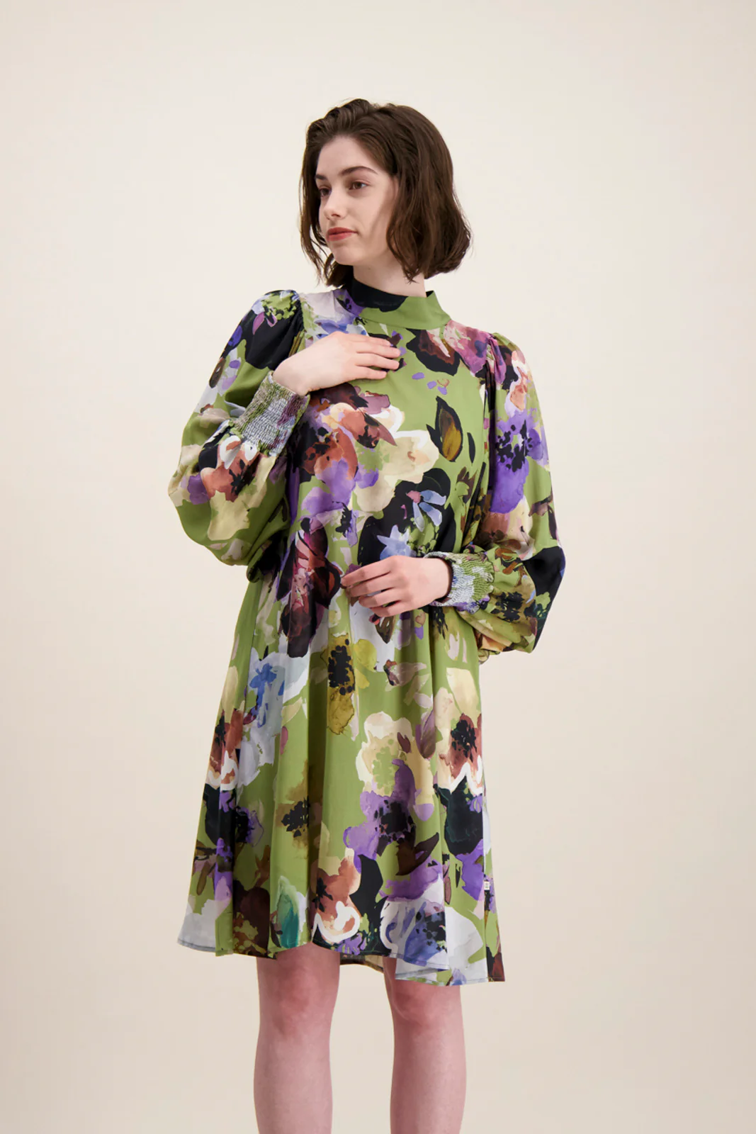 Puff Dress, Olive Anemone - Image 3