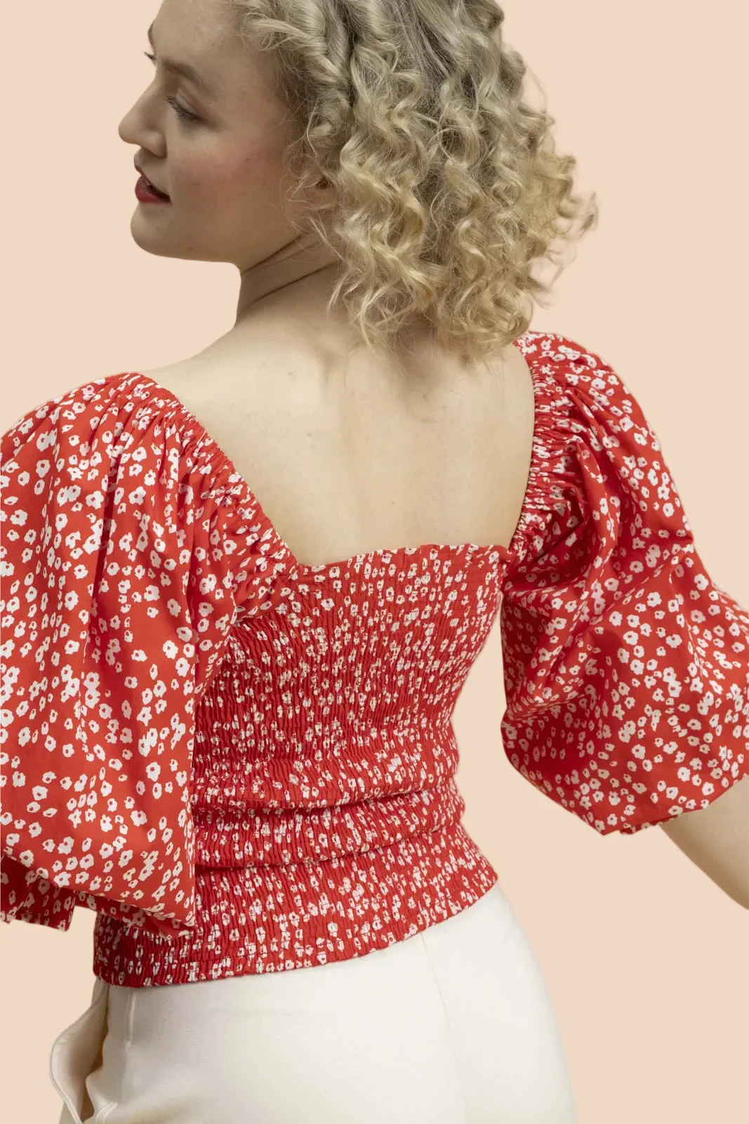 Smock Blouse, Flora Red - Image 4