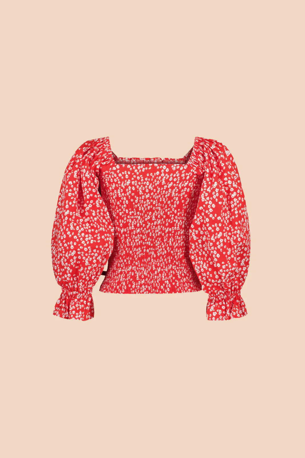 Smock Blouse, Flora Red - Image 8