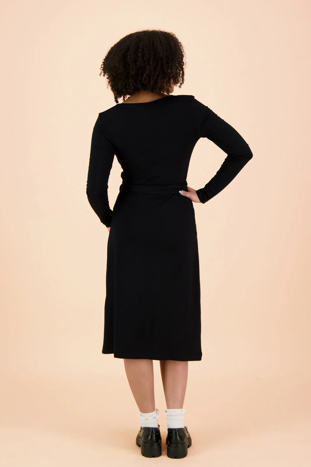Soft Wrap Dress, Black - Image 3