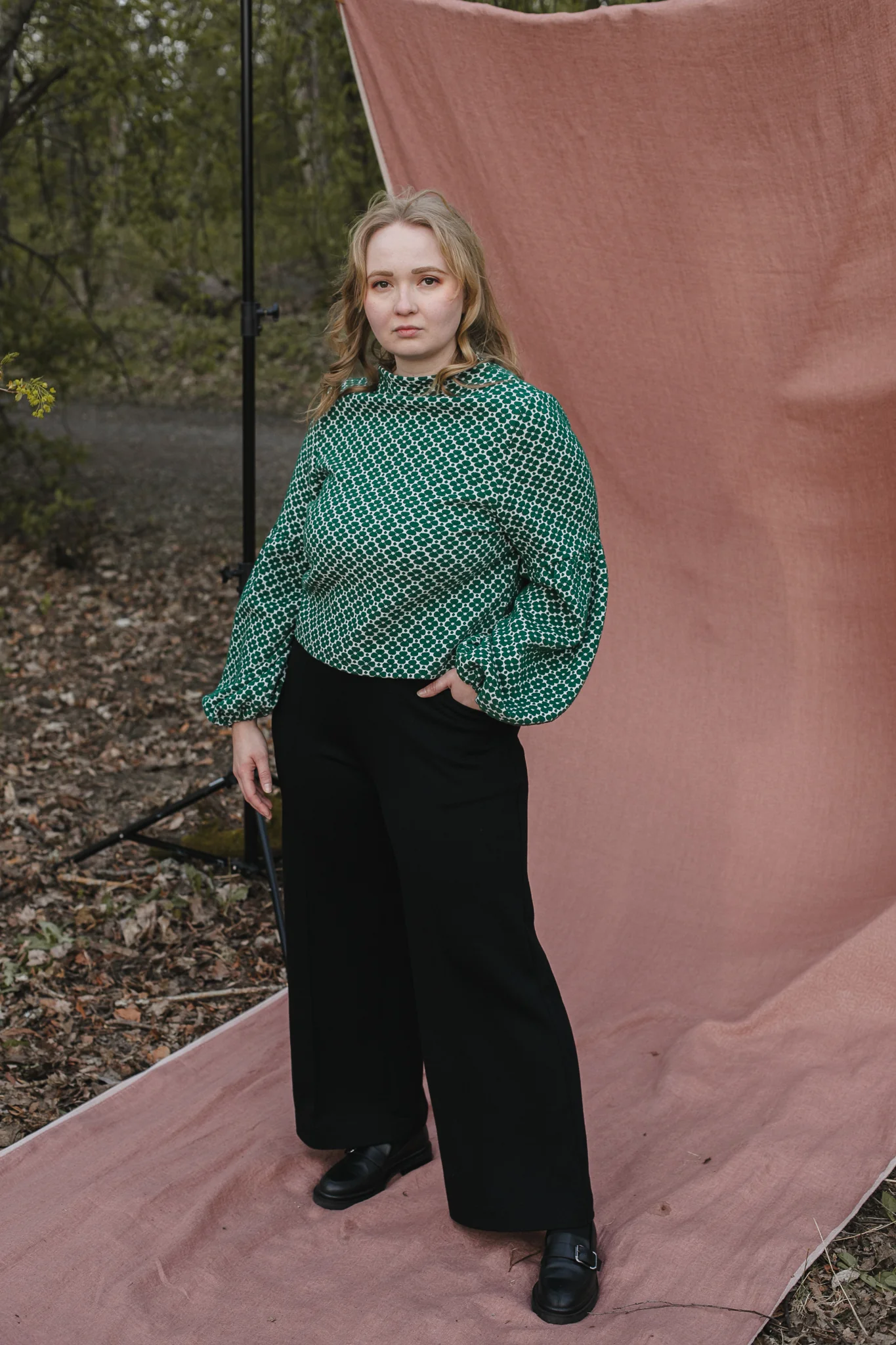 Talvikki Puuvillapaita, Apila Vihreä-Valkoinen - Image 3