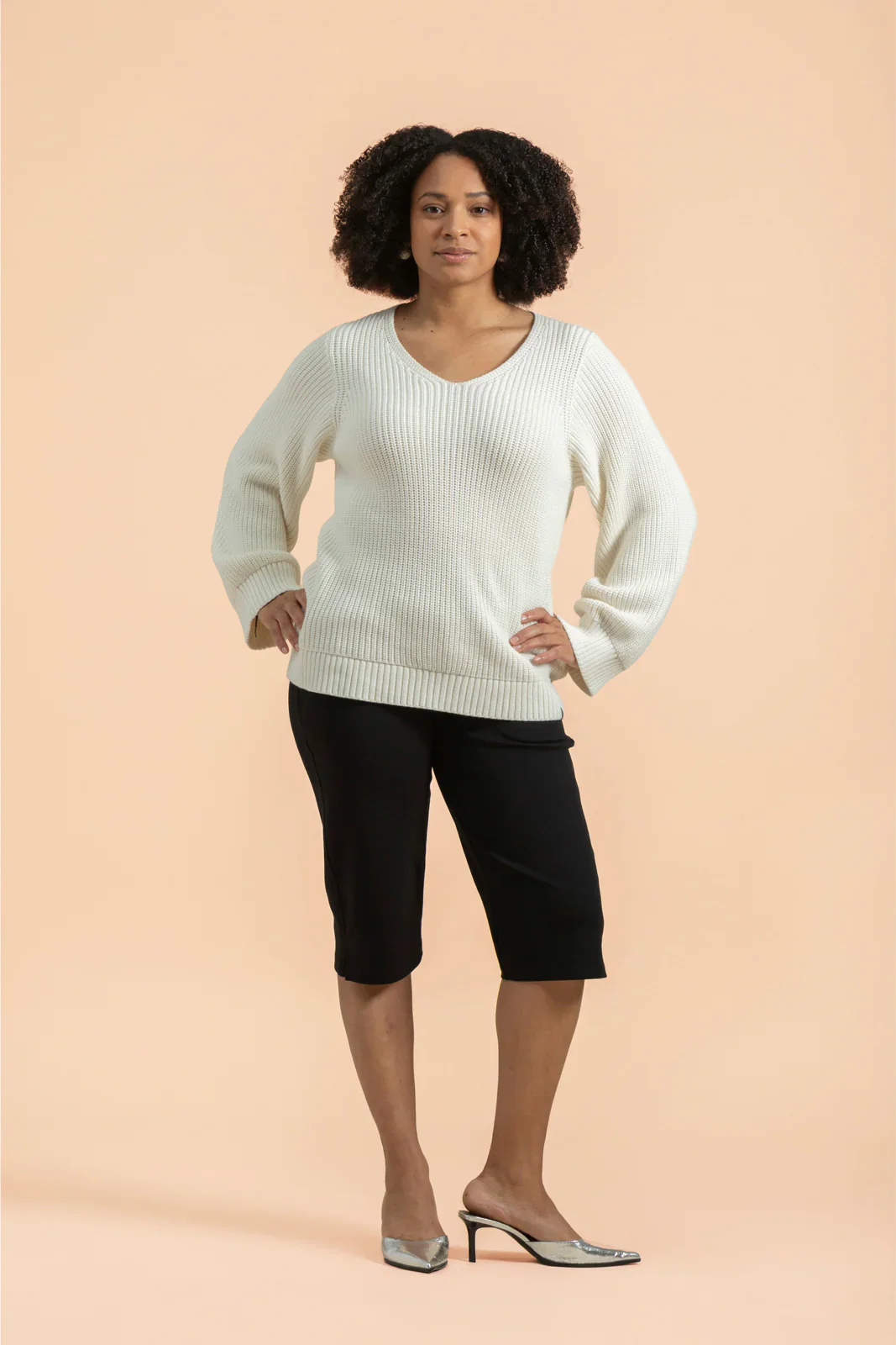 V-neck Jumper, Offwhite - Image 5