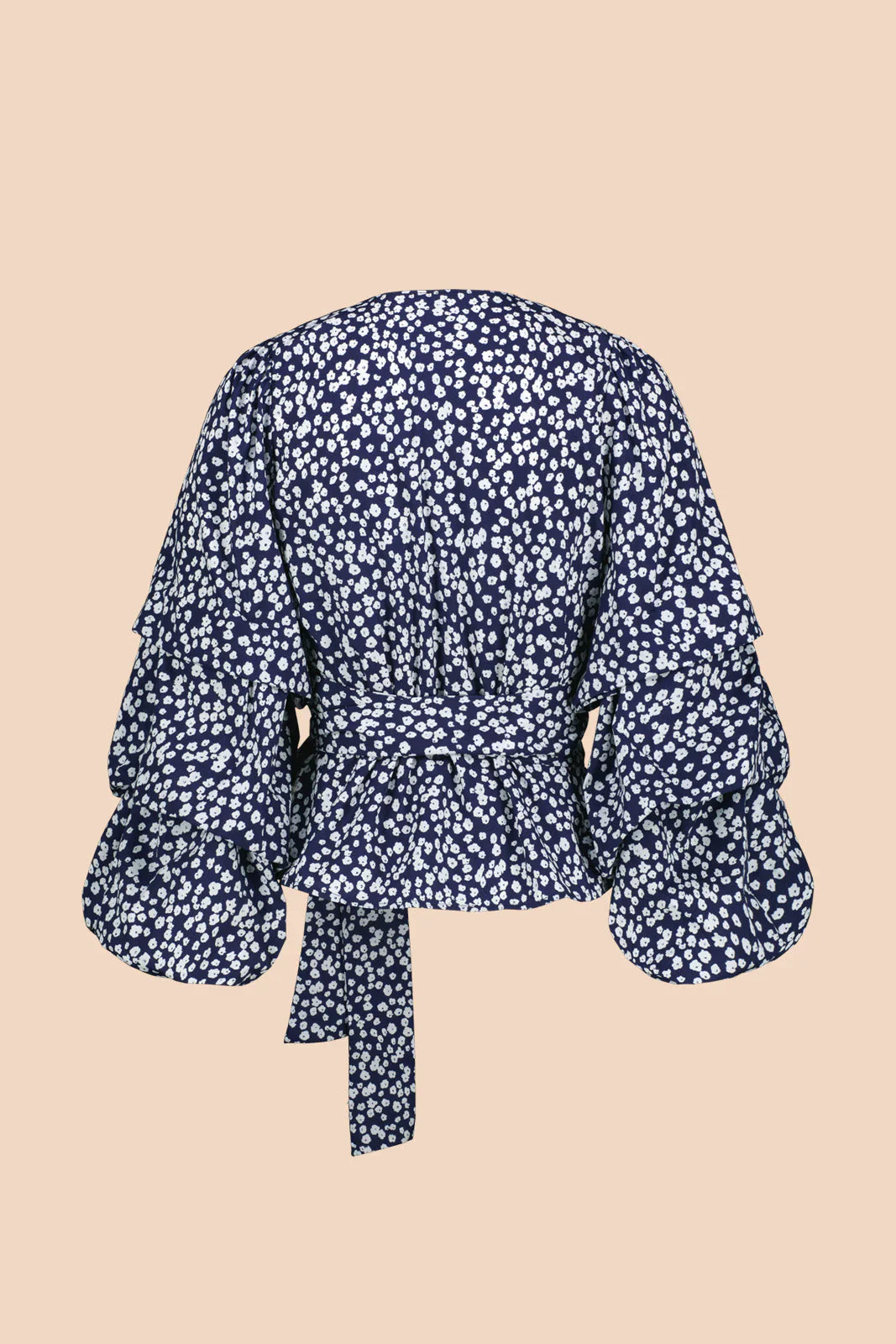 Volume Sleeve Blouse, Flora Navy - Image 6