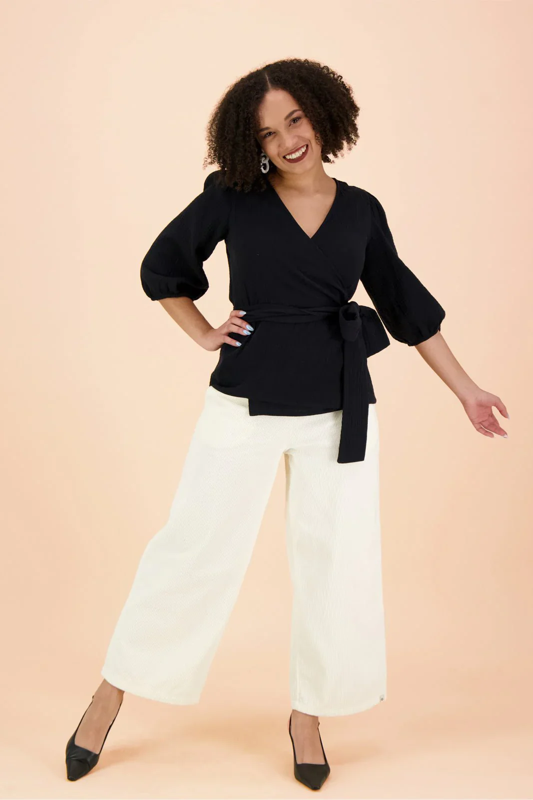 Wrap Blouse, Black - Image 4