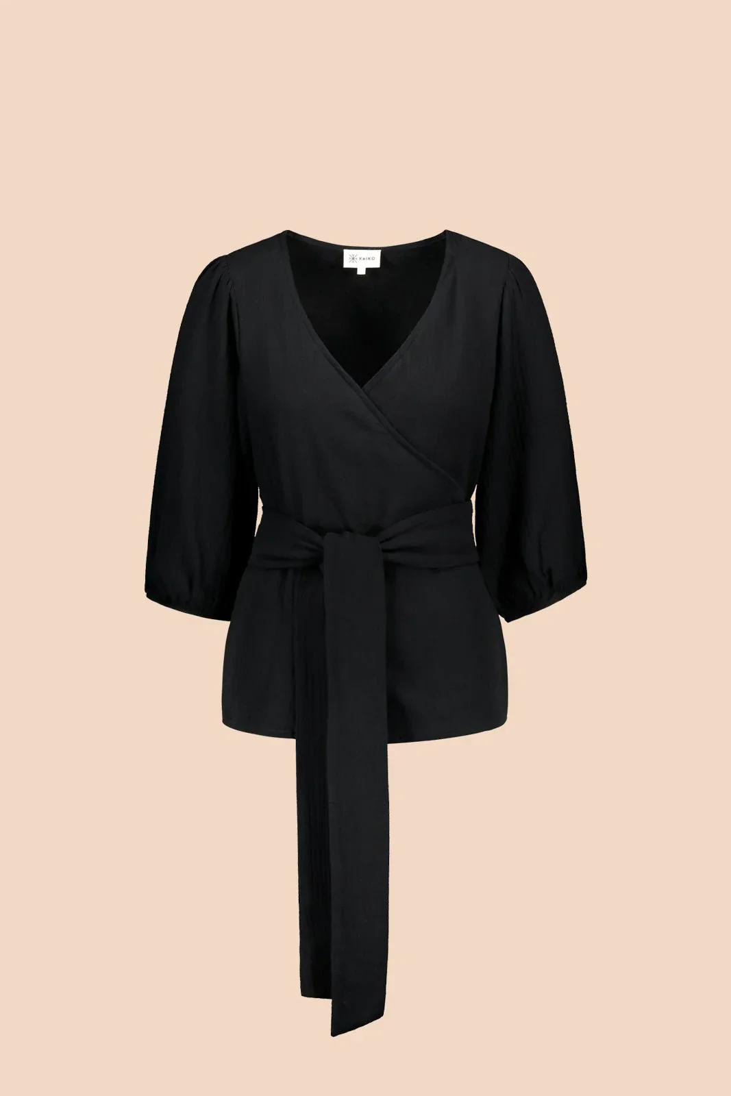 Wrap Blouse, Black - Image 7